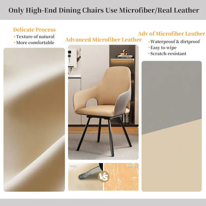 Two-tone Microfiber Leather Upholstered Rotatable Dining Chairs (Set of 2) - 22.83 W x 19.69 D x 36.61 H