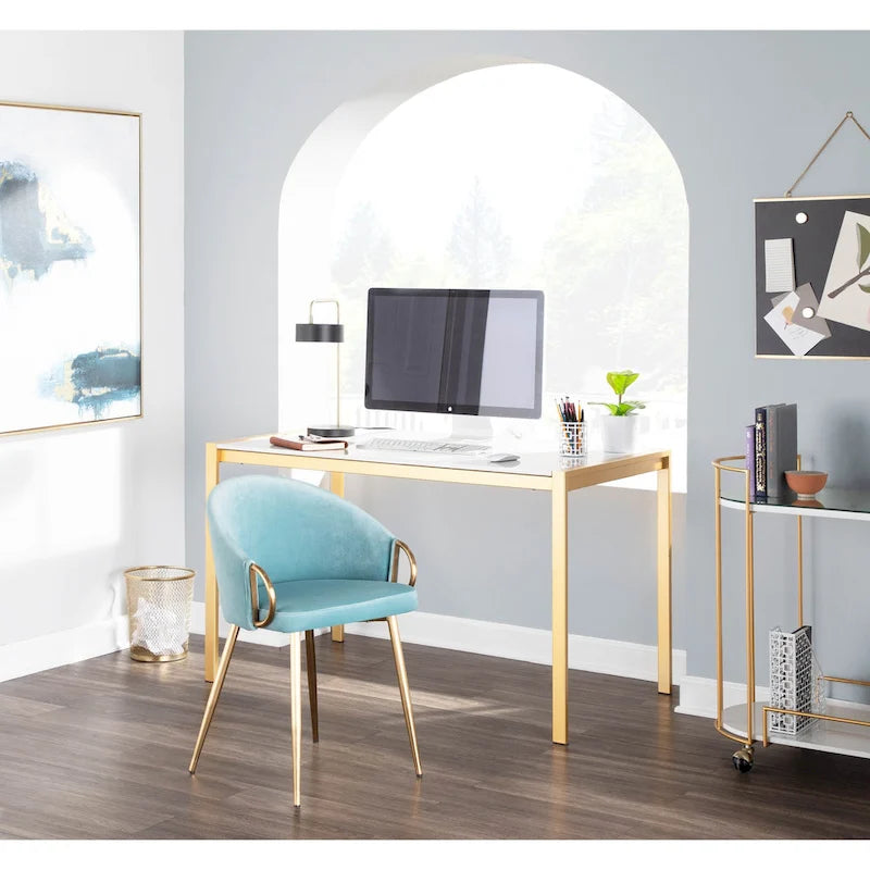 Fuji Contemporary-Glam Gold Dining Table - N/A