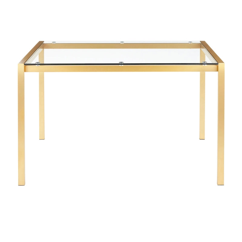 Fuji Contemporary-Glam Gold Dining Table - N/A