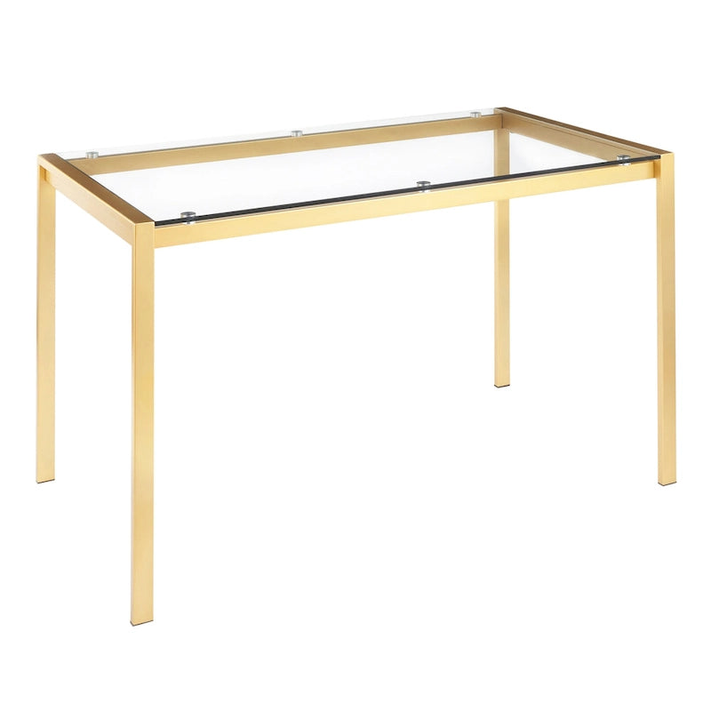 Fuji Contemporary-Glam Gold Dining Table - N/A