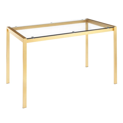 Fuji Contemporary-Glam Gold Dining Table - N/A