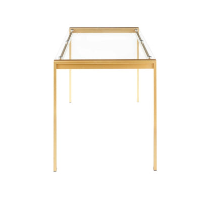 Fuji Contemporary-Glam Gold Dining Table - N/A