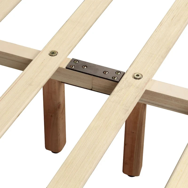 DH BASIC Glam Beige Fully Upholstered Platform Bed with Gold-tone Accents by Denhour