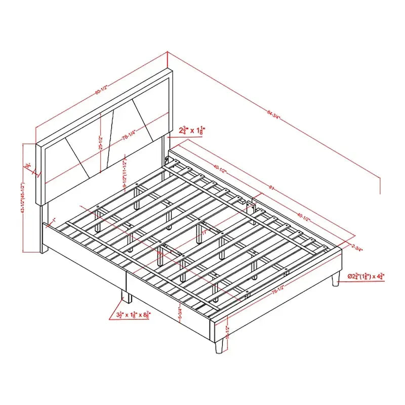 DH BASIC Glam Beige Fully Upholstered Platform Bed with Gold-tone Accents by Denhour