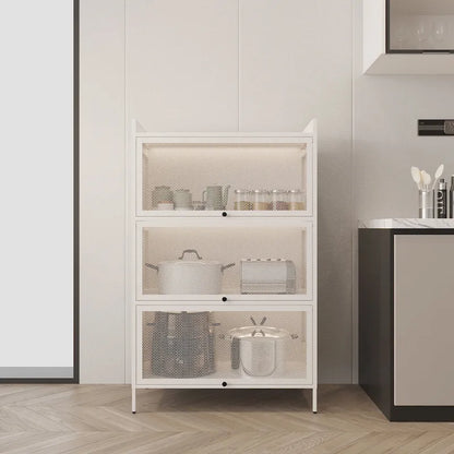 Pantry Storage Cabinet with Doors and Retractable Doors