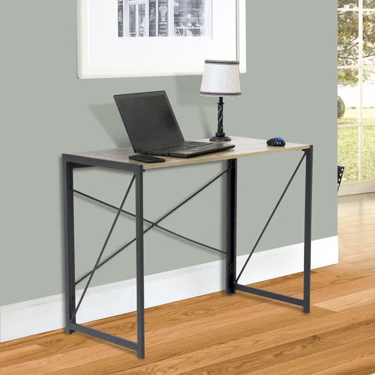 OS Home and Office Furniture Model No Tool Writing Desk with Metal Legs and Sewn Oak Laminate Top