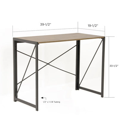 OS Home and Office Furniture Model No Tool Writing Desk with Metal Legs and Sewn Oak Laminate Top