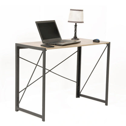 OS Home and Office Furniture Model No Tool Writing Desk with Metal Legs and Sewn Oak Laminate Top