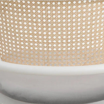 Ervilla Modern Stylish Side Chair with Rattan Back and White Steel Legs for Dining Room & Kitchen