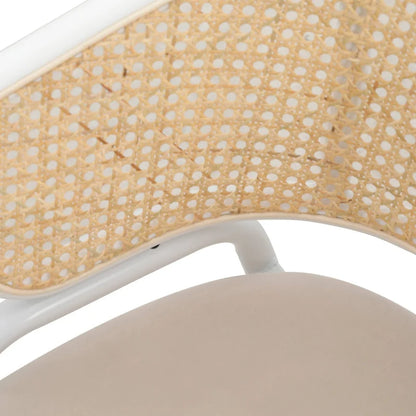 Ervilla Modern Stylish Side Chair with Rattan Back and White Steel Legs for Dining Room & Kitchen