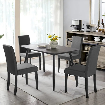 Yaheetech 4pcs Upholstered Fabric Dining Chairs with Solid Wood Legs For Dining Room - N/A