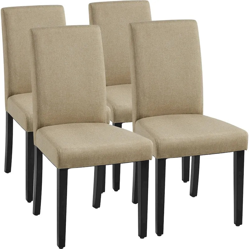 Yaheetech 4pcs Upholstered Fabric Dining Chairs with Solid Wood Legs For Dining Room - N/A