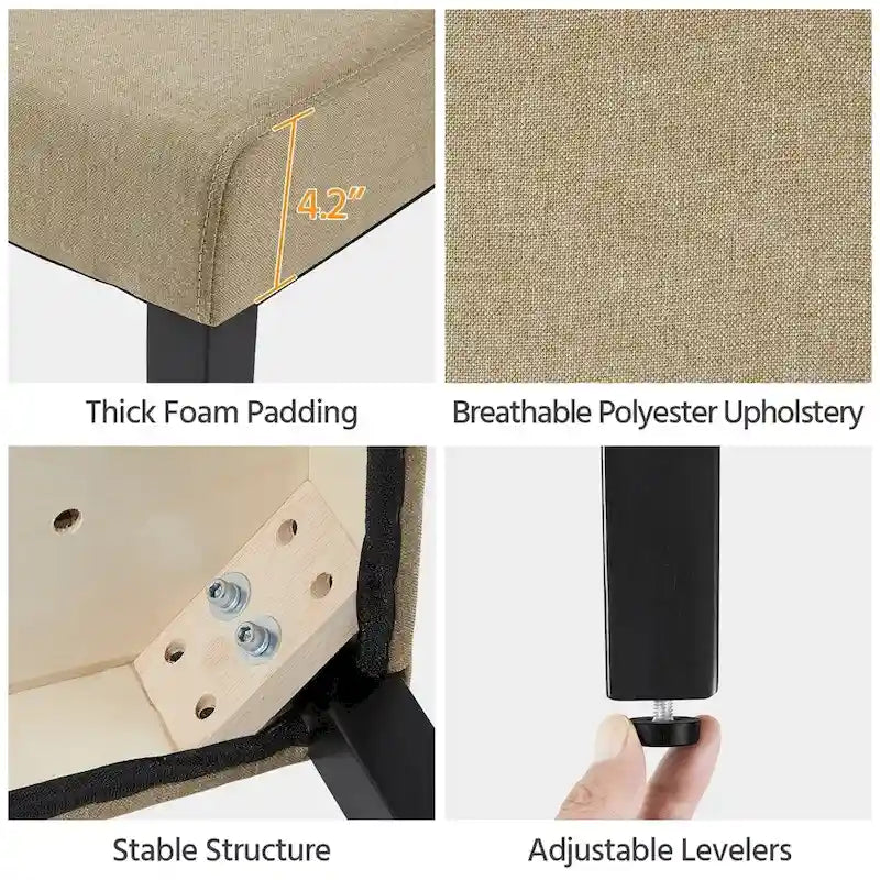 Yaheetech 4pcs Upholstered Fabric Dining Chairs with Solid Wood Legs For Dining Room - N/A