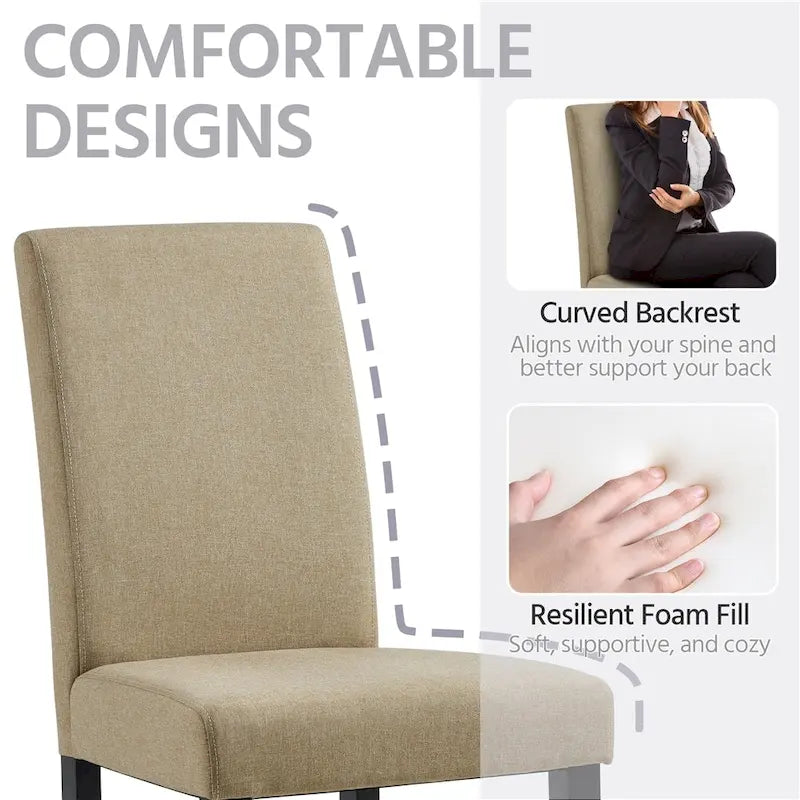 Yaheetech 4pcs Upholstered Fabric Dining Chairs with Solid Wood Legs For Dining Room - N/A