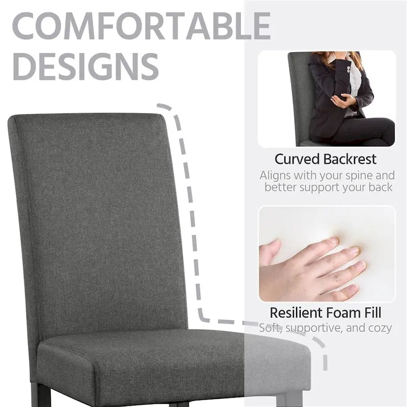 Yaheetech 4pcs Upholstered Fabric Dining Chairs with Solid Wood Legs For Dining Room - N/A