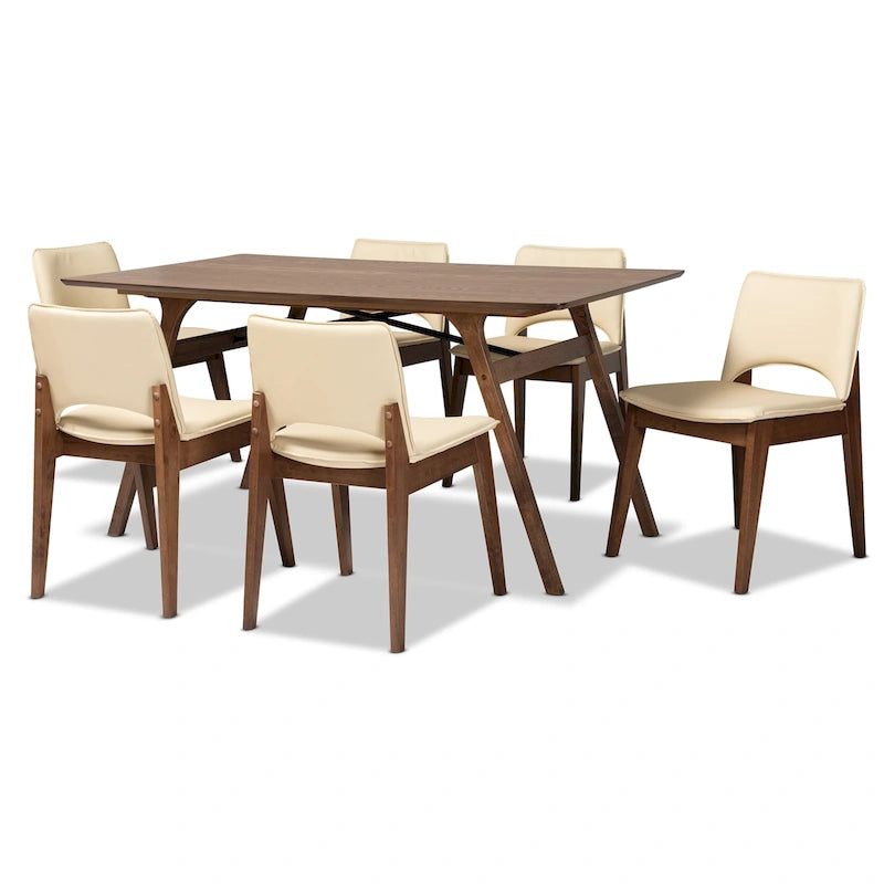 Afton Mid-Century Modern 7-Piece Dining Set