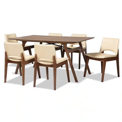 Afton Mid-Century Modern 7-Piece Dining Set