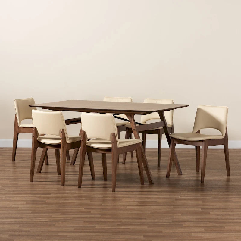 Afton Mid-Century Modern 7-Piece Dining Set