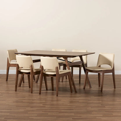 Afton Mid-Century Modern 7-Piece Dining Set