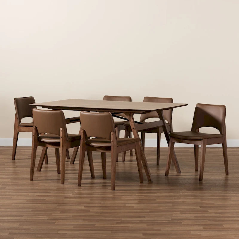 Afton Mid-Century Modern 7-Piece Dining Set