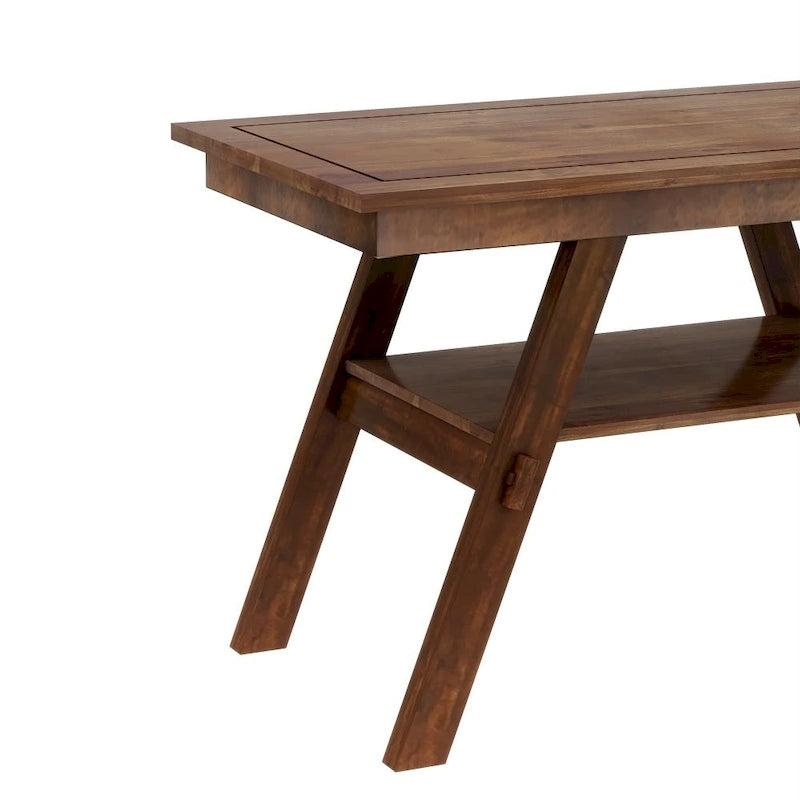 6-Piece Wood Counter Height Dining Table Set with Storage Shelf