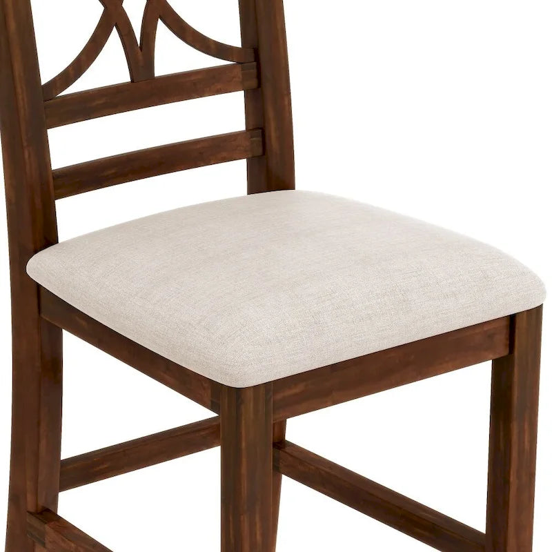 6-Piece Wood Counter Height Dining Table Set with Storage Shelf