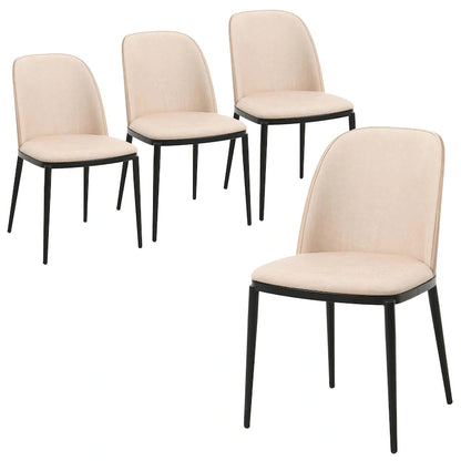 Dining Chair with Upholstered Seat Side Chair with MDF Wood Frame in Steel Set of 4