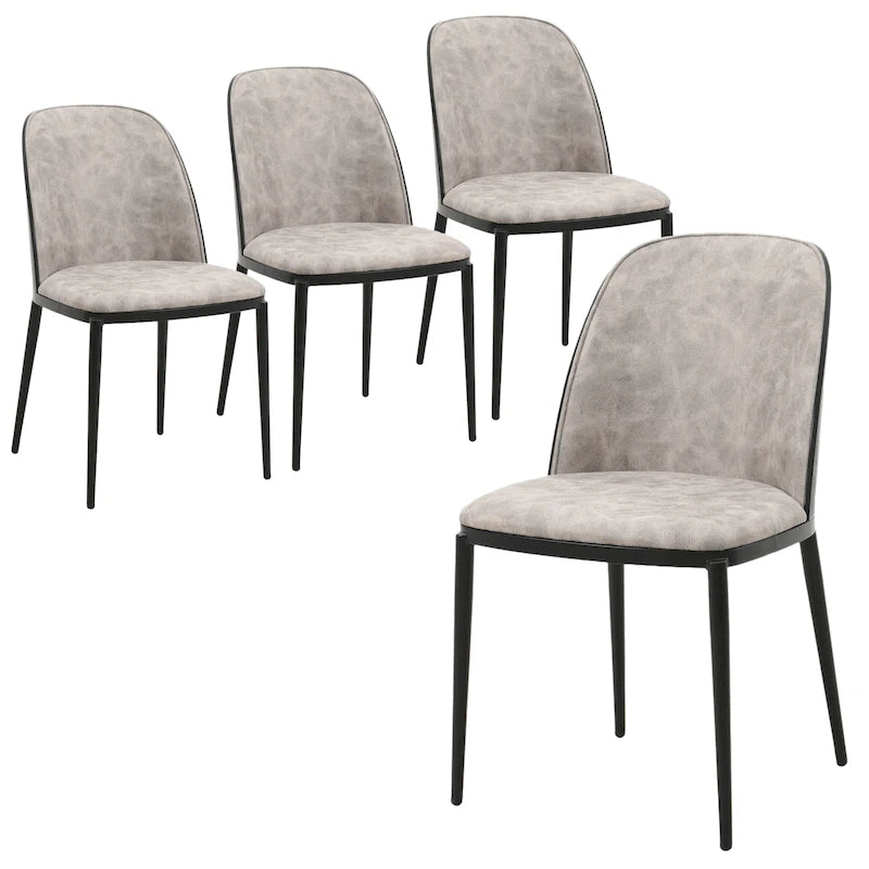 Dining Chair with Upholstered Seat Side Chair with MDF Wood Frame in Steel Set of 4