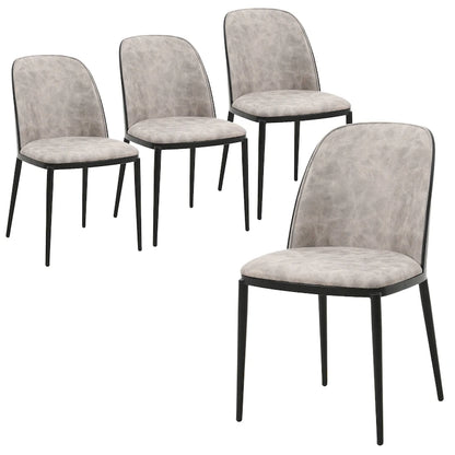 Dining Chair with Upholstered Seat Side Chair with MDF Wood Frame in Steel Set of 4