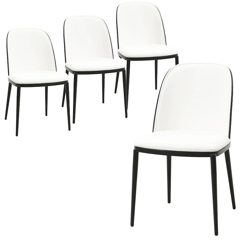 Dining Chair with Upholstered Seat Side Chair with MDF Wood Frame in Steel Set of 4
