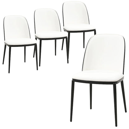 Dining Chair with Upholstered Seat Side Chair with MDF Wood Frame in Steel Set of 4