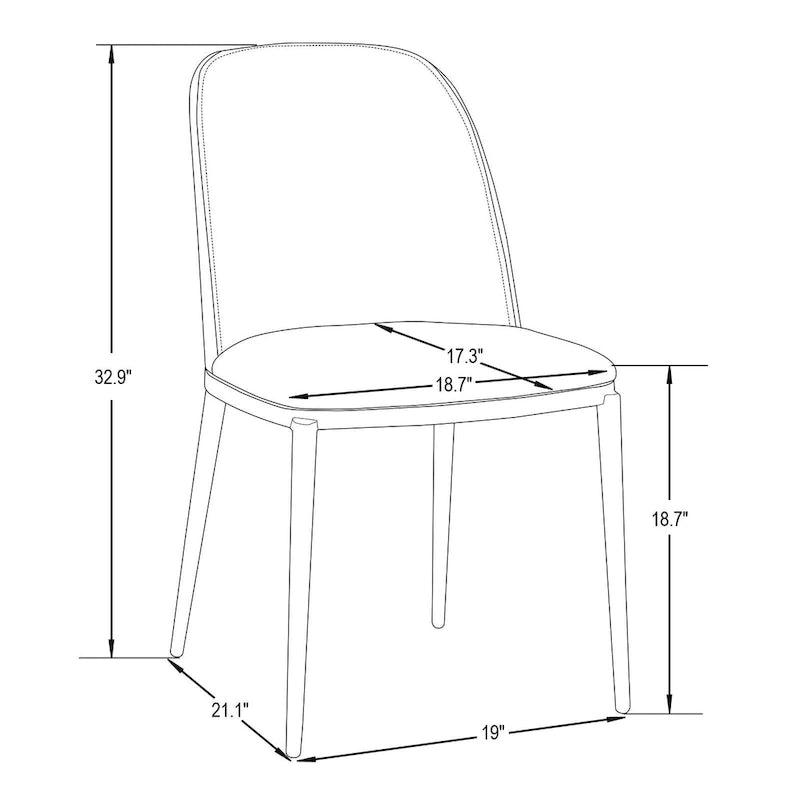 Dining Chair with Upholstered Seat Side Chair with MDF Wood Frame in Steel Set of 4