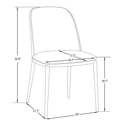 Dining Chair with Upholstered Seat Side Chair with MDF Wood Frame in Steel Set of 4