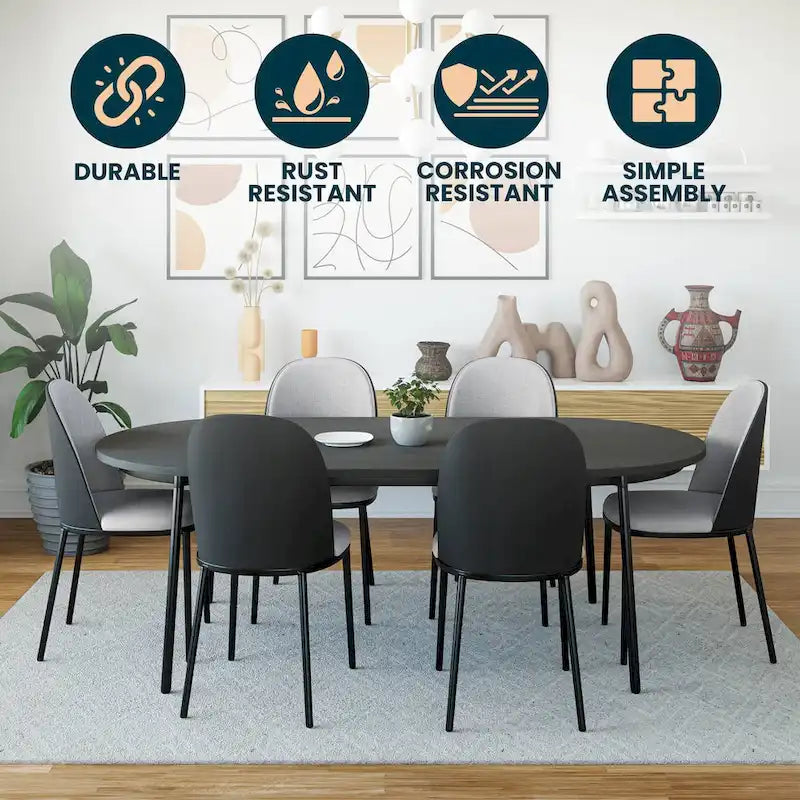 Dining Chair with Upholstered Seat Side Chair with MDF Wood Frame in Steel Set of 4