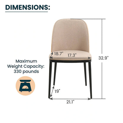 Dining Chair with Upholstered Seat Side Chair with MDF Wood Frame in Steel Set of 4
