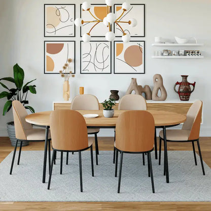 Dining Chair with Upholstered Seat Side Chair with MDF Wood Frame in Steel Set of 4