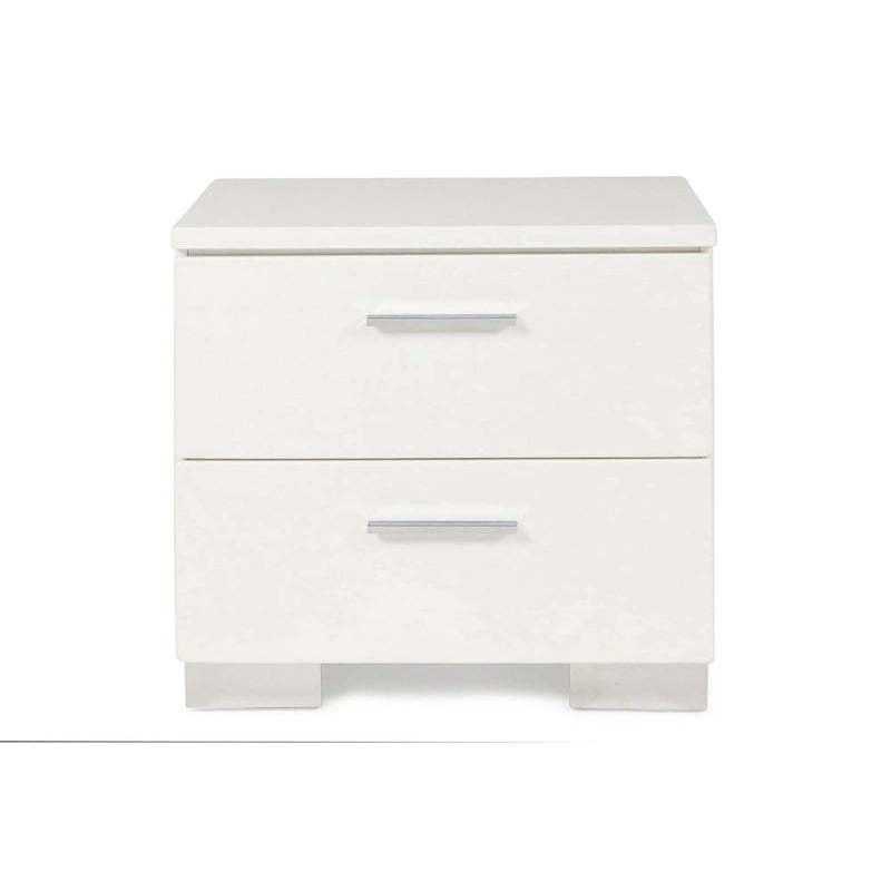 New Classic Furniture Vexa White High Gloss 4-Piece Bedroom Set with Nightstand