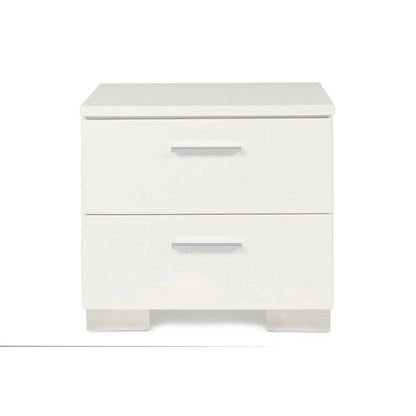New Classic Furniture Vexa White High Gloss 4-Piece Bedroom Set with Nightstand
