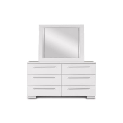 New Classic Furniture Vexa White High Gloss 4-Piece Bedroom Set with Nightstand