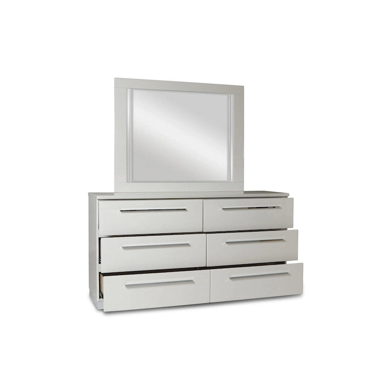 New Classic Furniture Vexa White High Gloss 4-Piece Bedroom Set with Nightstand