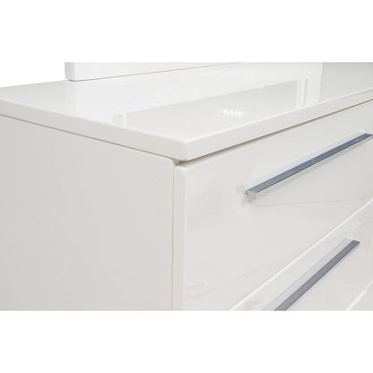 New Classic Furniture Vexa White High Gloss 4-Piece Bedroom Set with Nightstand