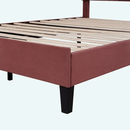 Queen Size Upholstered Platform Bed with Flower Pattern