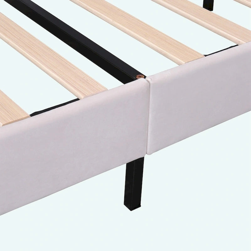 Queen Size Upholstered Platform Bed with Flower Pattern