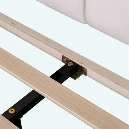 Queen Size Upholstered Platform Bed with Flower Pattern