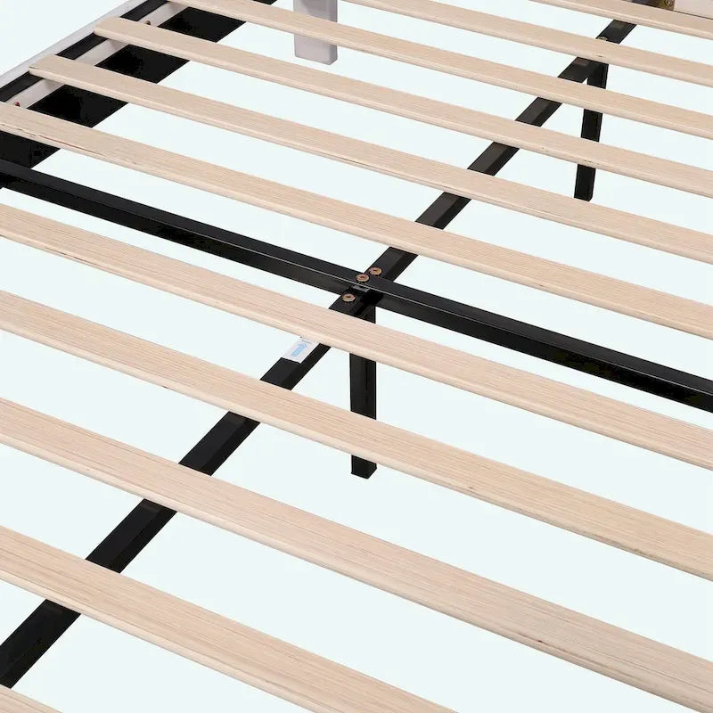 Queen Size Upholstered Platform Bed with Flower Pattern