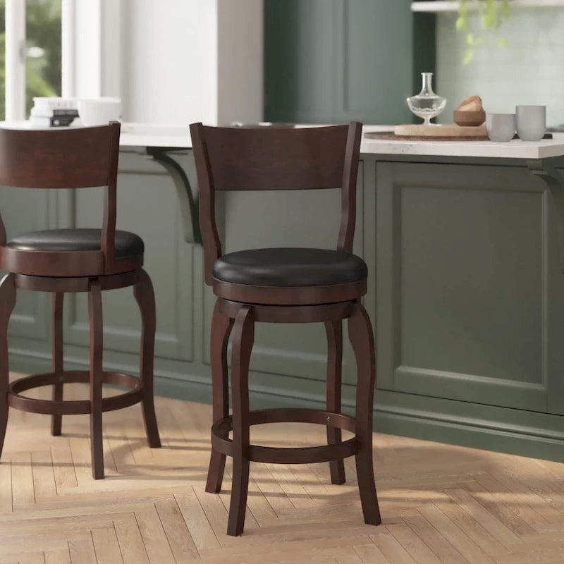 Commercial Upholstered Wooden Swivel Counter Stool