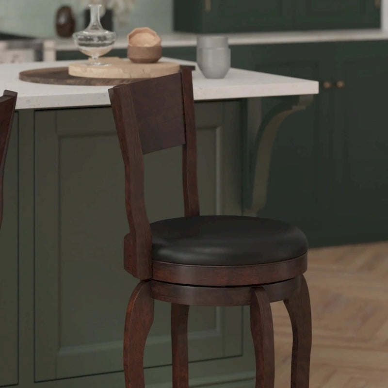 Commercial Upholstered Wooden Swivel Counter Stool