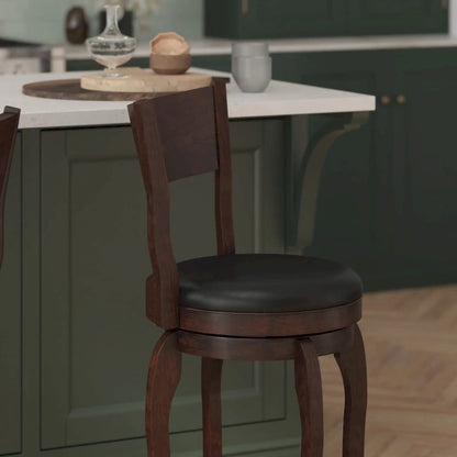 Commercial Upholstered Wooden Swivel Counter Stool