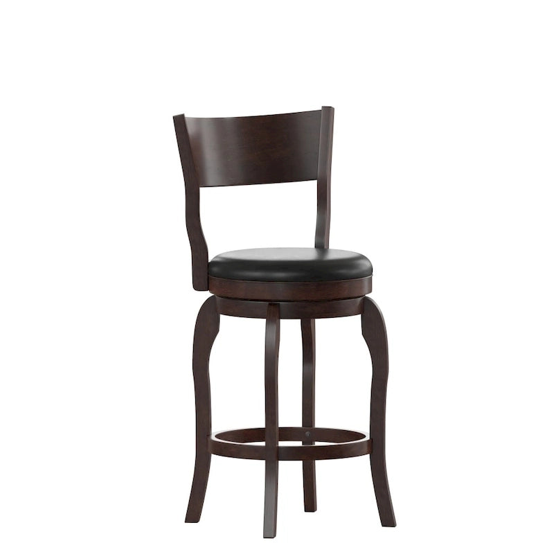 Commercial Upholstered Wooden Swivel Counter Stool