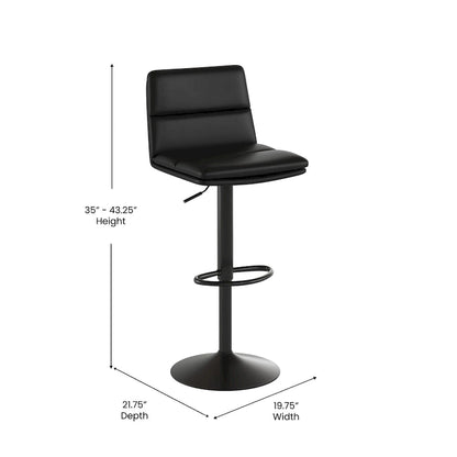 Set of 2 Commercial Armless Adjustable Height Barstools
